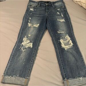 Judy Blue Boyfriend Bleach Splash Jeans